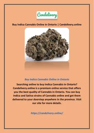 Buy Indica Cannabis Online in Ontario | Candelivery.online