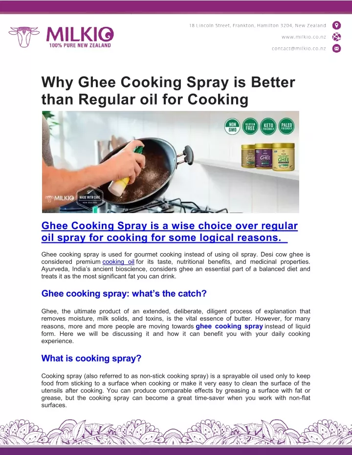 why ghee cooking spray is better than regular