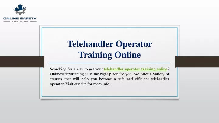 telehandler operator training online