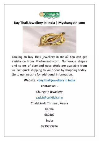 Buy Thali Jewellery In India | Mychungath.com