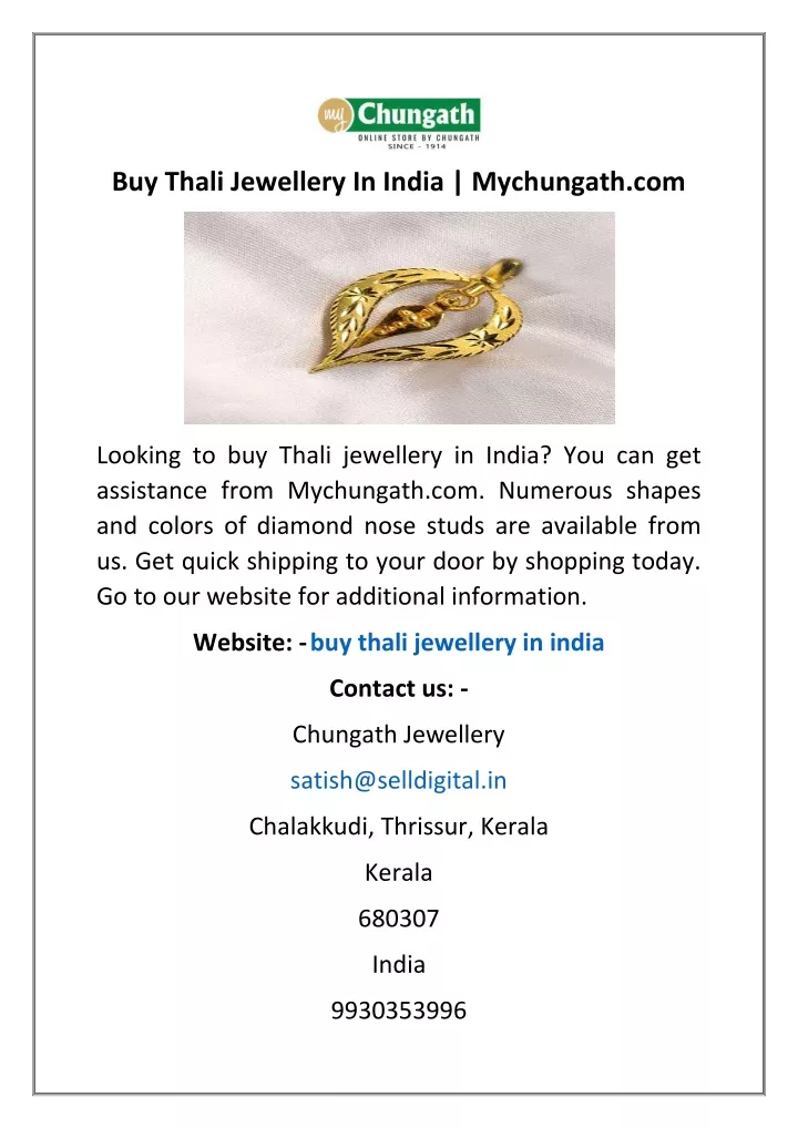 buy thali jewellery in india mychungath com