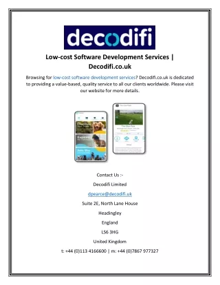 Low-cost Software Development Services  Decodifi.co.uk