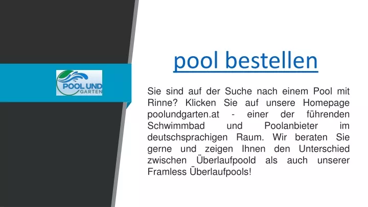 pool bestellen