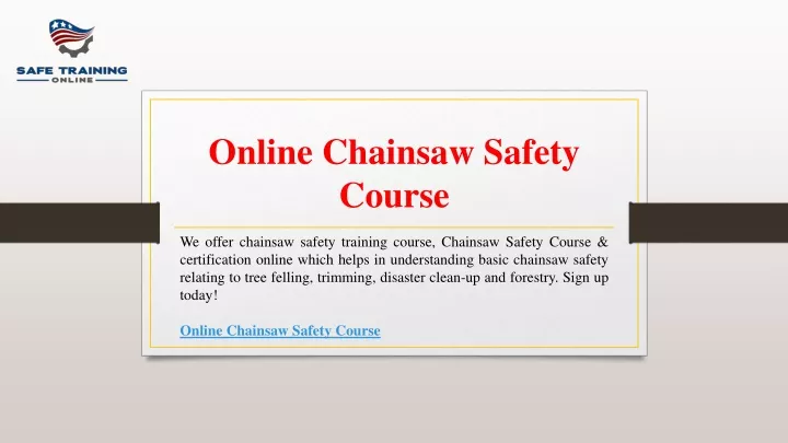 online chainsaw safety course