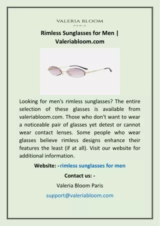 Rimless Sunglasses for Men | Valeriabloom.com