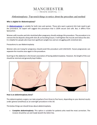 abdominoplasty top notch things to notice about