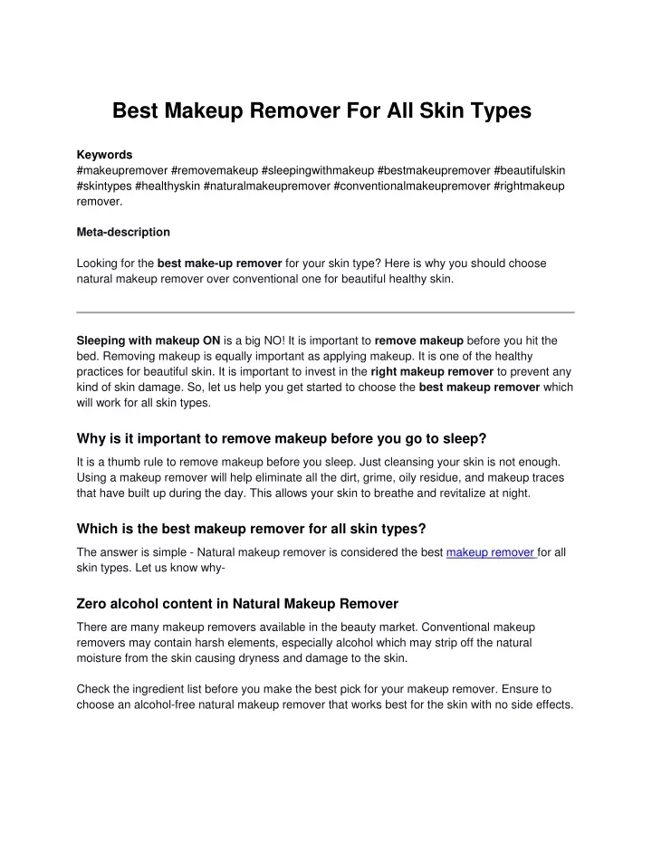 best makeup remover for all skin types