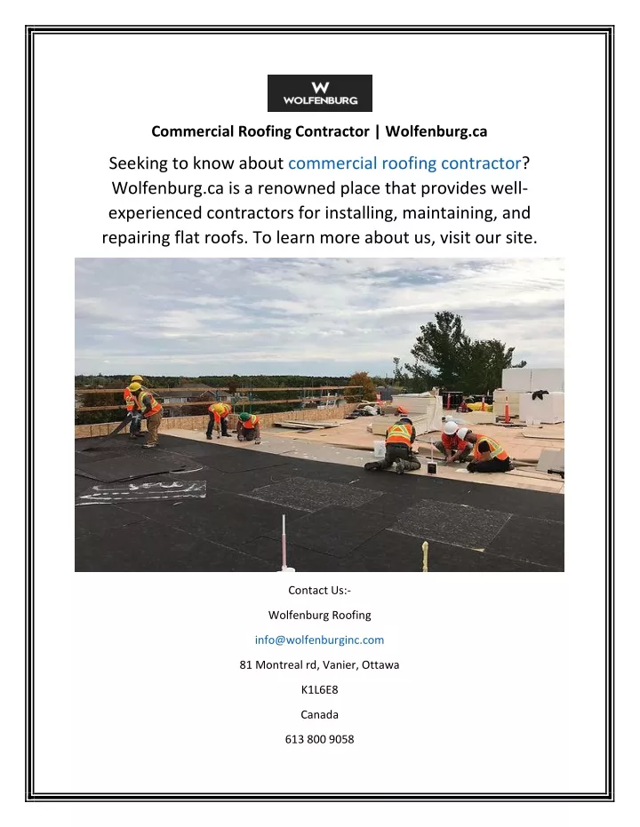 commercial roofing contractor wolfenburg ca