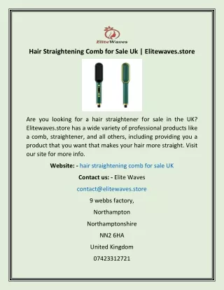 Hair Straightening Comb for Sale Uk  Elitewaves.store