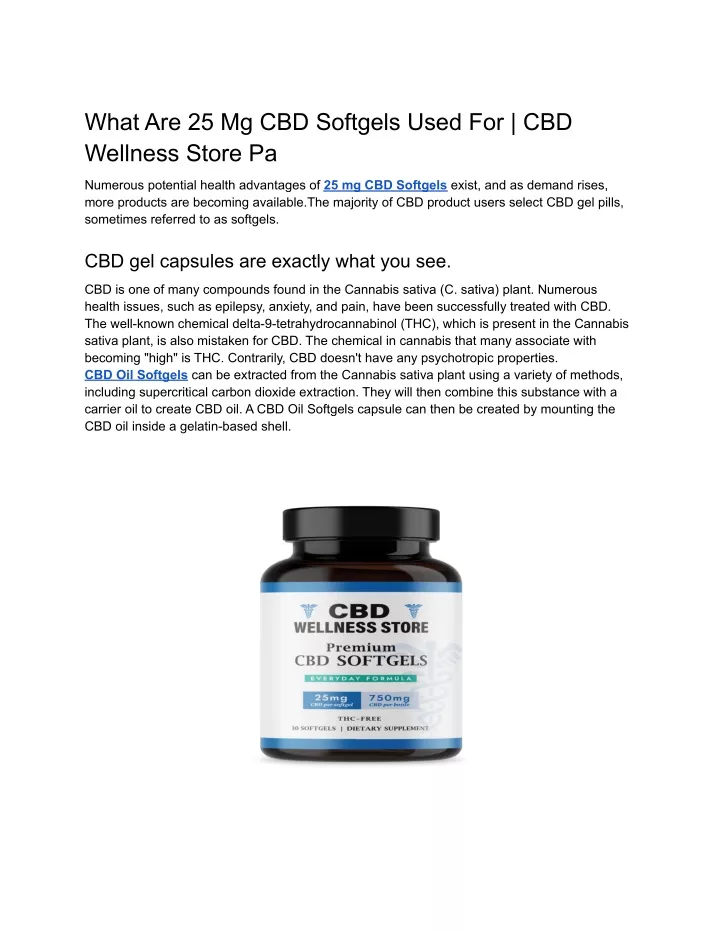 what are 25 mg cbd softgels used for cbd wellness