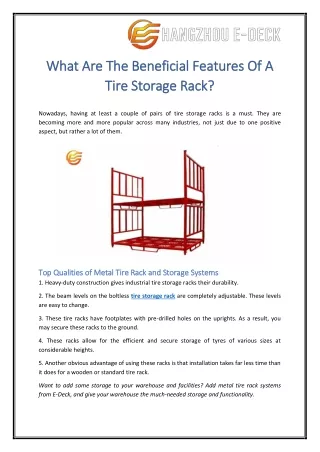 What Are The Beneficial Features Of A Tire Storage Rack