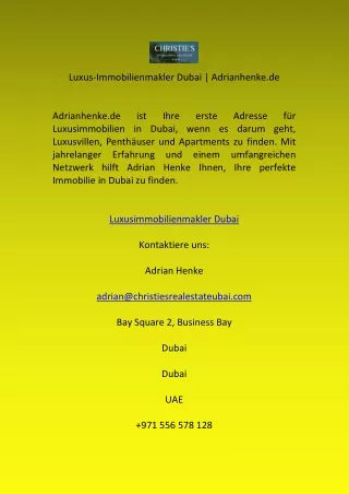 Luxus-Immobilienmakler Dubai  Adrianhenke.de