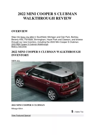 2022 MINI COOPER S CLUBMAN WALKTHROUGH REVIEW