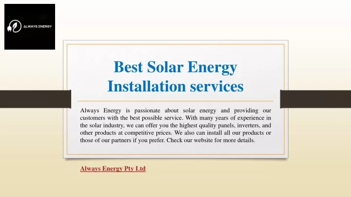 best solar energy installation services