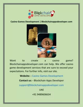 Casino Games Development  Blockchainappsdeveloper