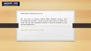 Optical Fiber Solutions Service Uae  Novanodit.com