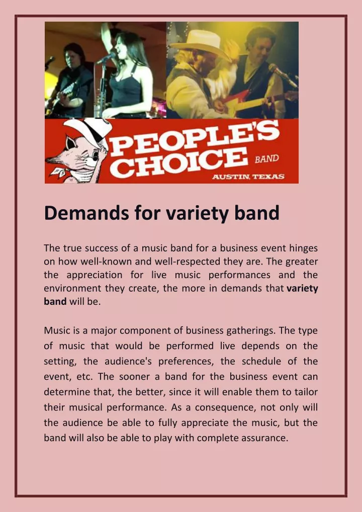 demands for variety band
