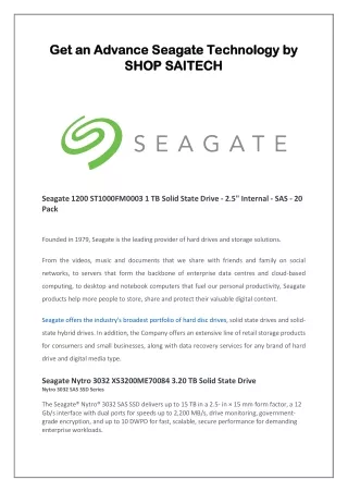 Get an Advance Seagate Technology by SHOP SAITECH