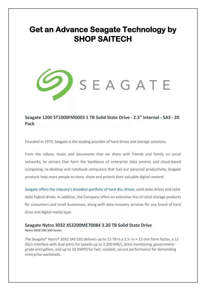 get an advance seagate technology by shop saitech