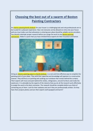 Choosing the best out of a swarm of Boston Painting Contractors