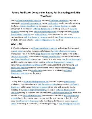 future prediction comparison rating for marketing