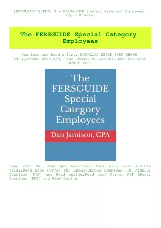 [DOWNLOAD^^][PDF] The FERSGUIDE Special Category Employees (Epub Kindle)