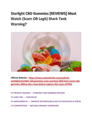 Starlight CBD Gummies [REVIEWS] Must Watch (Scam OR Legit) Shark Tank Warning?