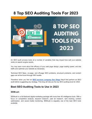 8 Top SEO Auditing Tools For 2023
