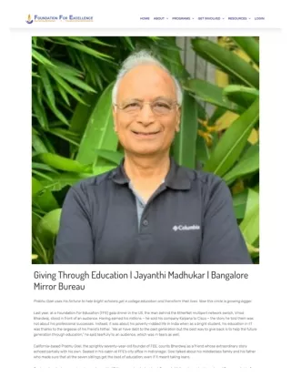 Giving Through Education by Jayanthi Madhukar- Amazon Scholarship