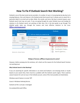 how to fix if outlook search not working