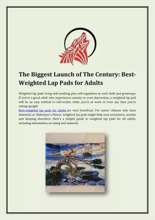 The Biggest Launch of The Century Best-Weighted Lap Pads for Adults