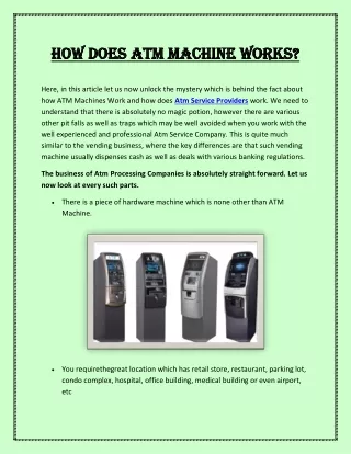 How does ATM machine Works