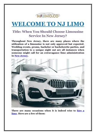 welcome to nj limo
