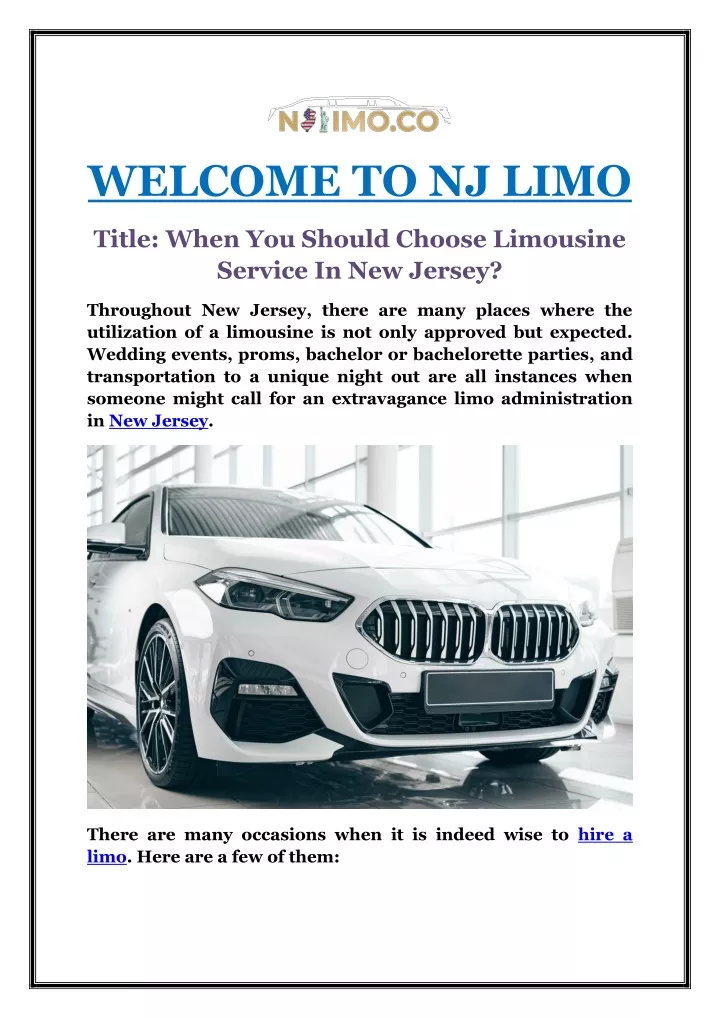 welcome to nj limo