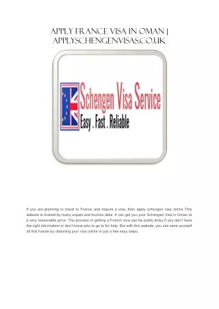Apply France visa in Oman