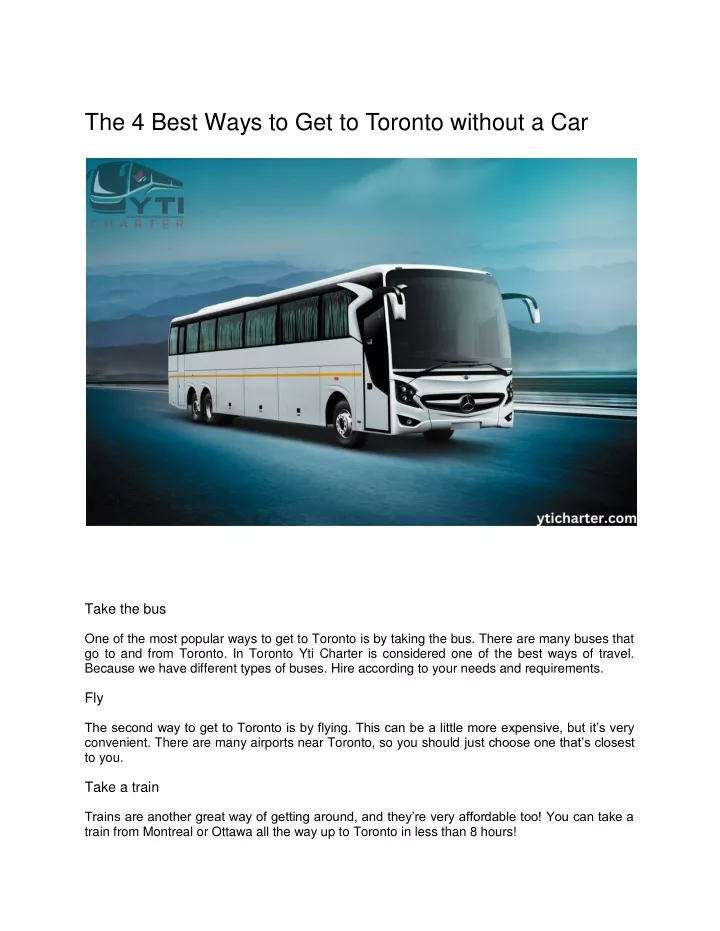 the 4 best ways to get to toronto without a car