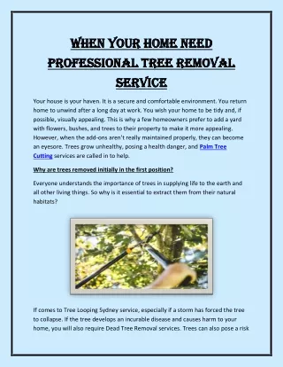 When Your Home Need Professional Tree Removal Service