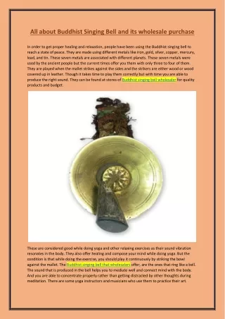 All about Buddhist Singing Bell and its wholesale purchase
