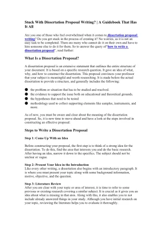 Stuck With Dissertation Proposal Writing? | A Guidebook That Has It All
