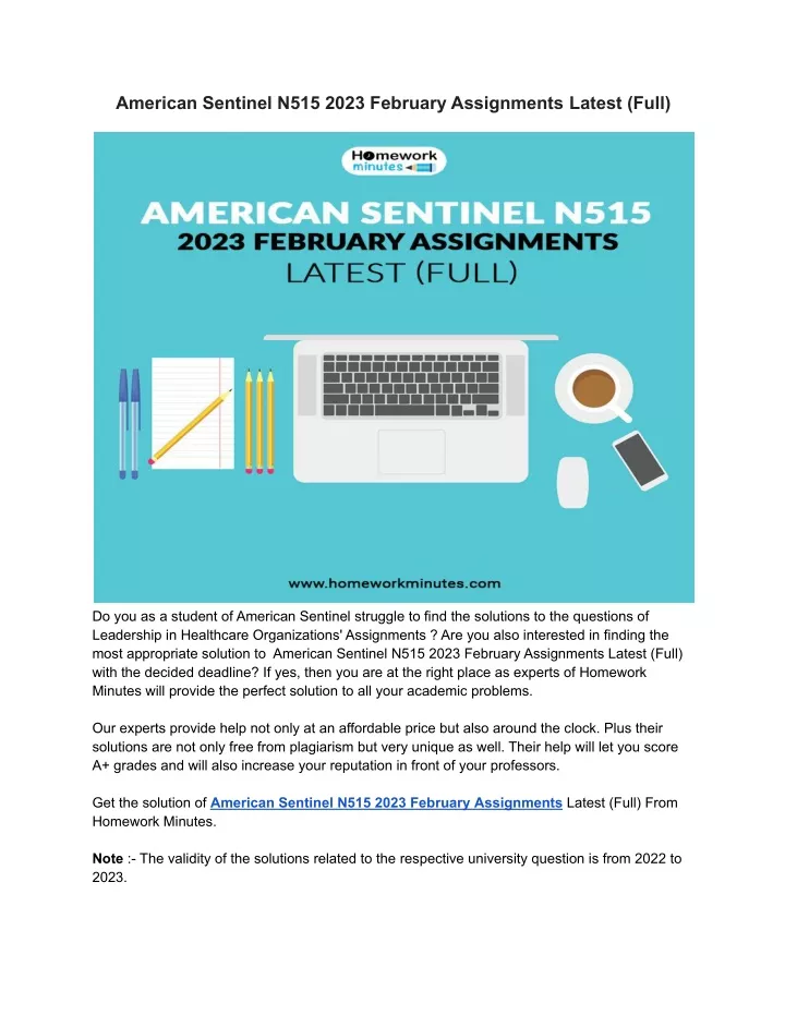 american sentinel n515 2023 february assignments