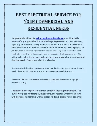 Best Electrical Service for Your Commercial and Residential Needs