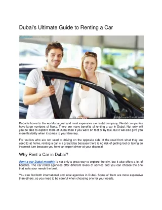 Dubai's Ultimate Guide to Renting a Car