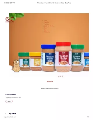 Private label peanut butter manufacturers India