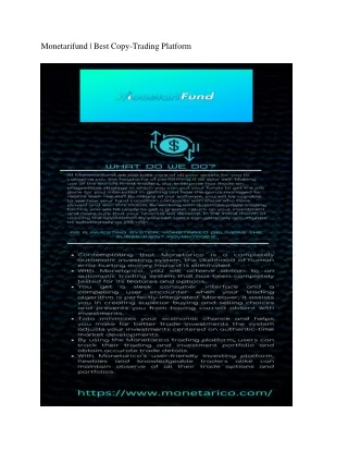 Monetarifund : Best Copy-Trading Platform