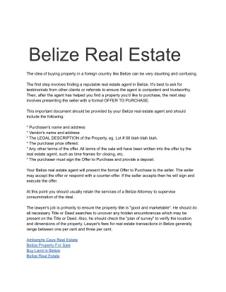 Belize Real Estate