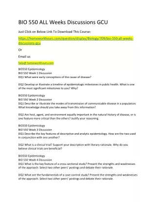 bio 550 all weeks discussions gcu