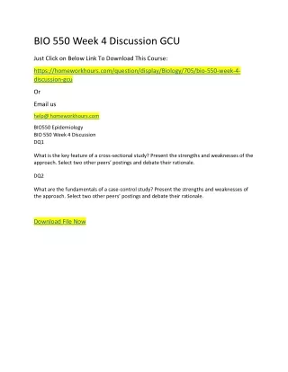 bio 550 week 4 discussion gcu