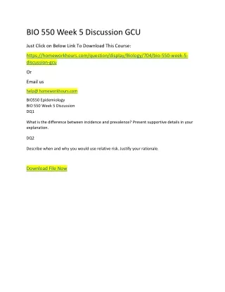 bio 550 week 5 discussion gcu