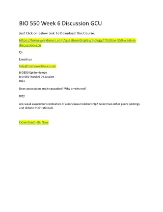bio 550 week 6 discussion gcu