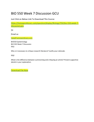 bio 550 week 7 discussion gcu